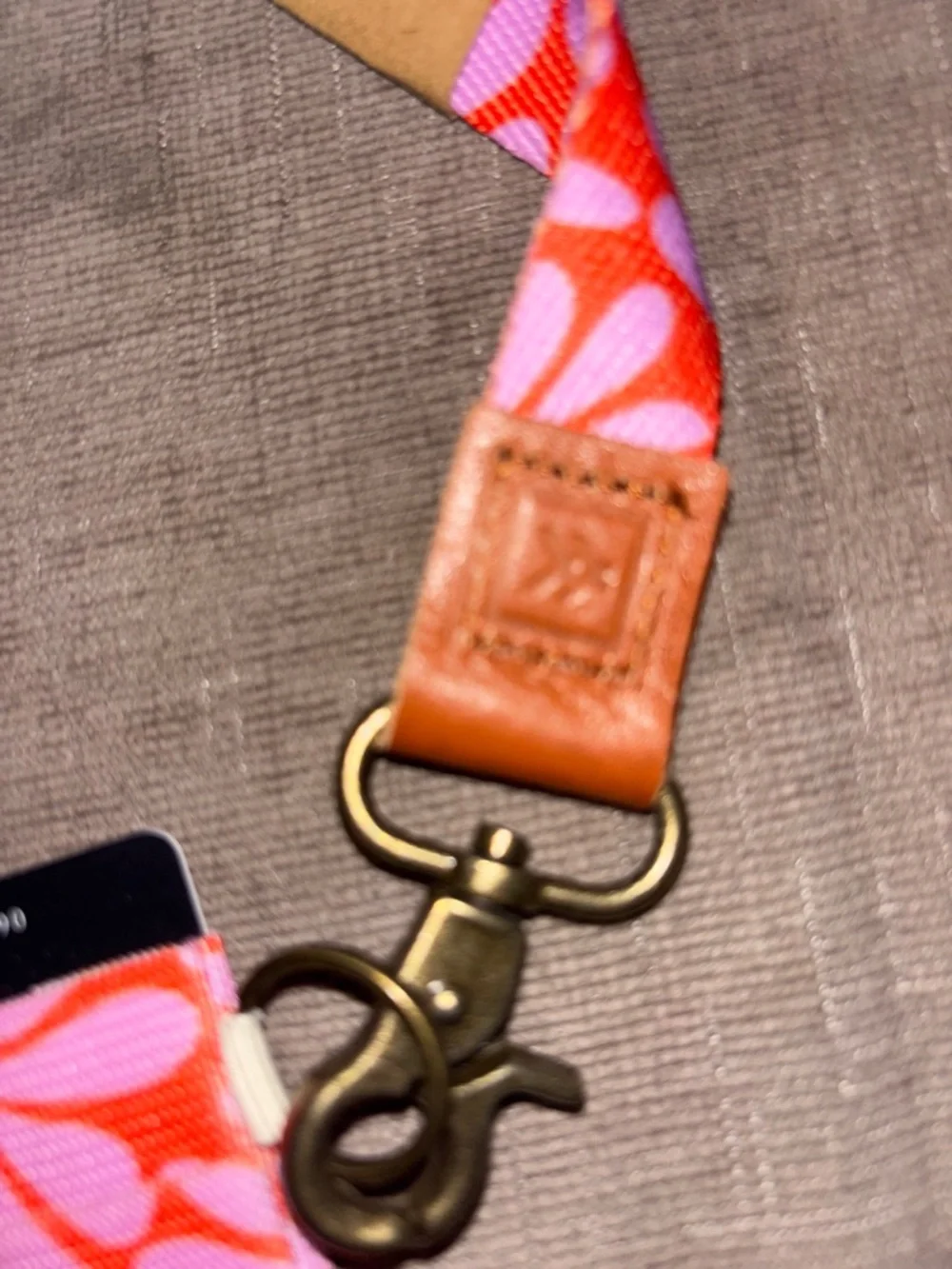 THREAD Floral Pink & Coral Lanyard with Card Holder